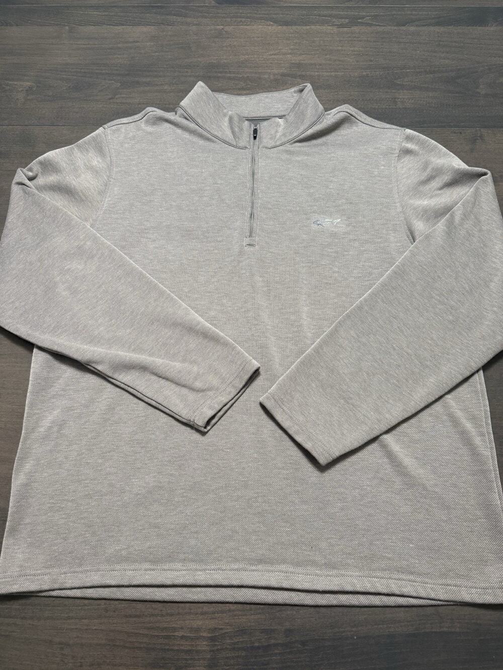 Greg Norman Men's Gray Heather Quarter Zip Sweatshirt Pull over Fleece Lined- XL